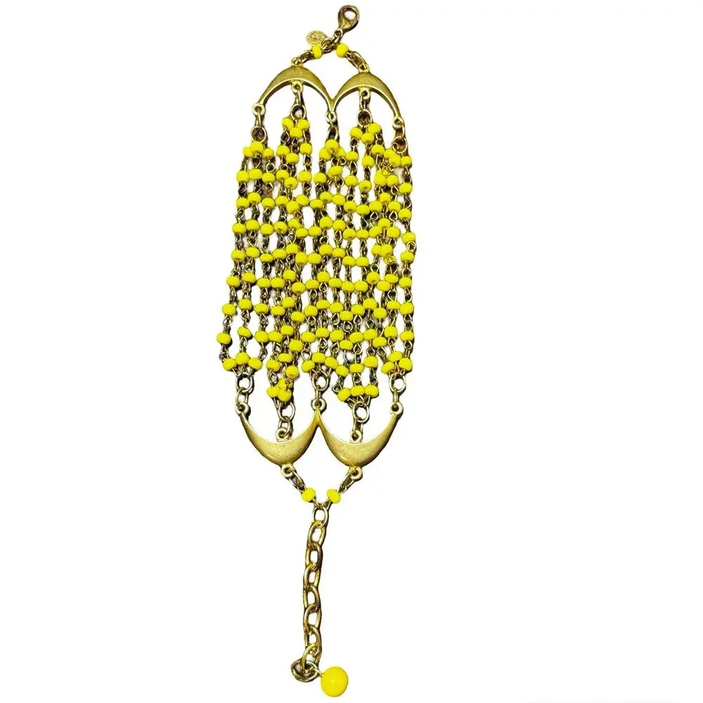 Vintage Stamped DAVID AUBREY Gold tone Yellow Glass Beads 8